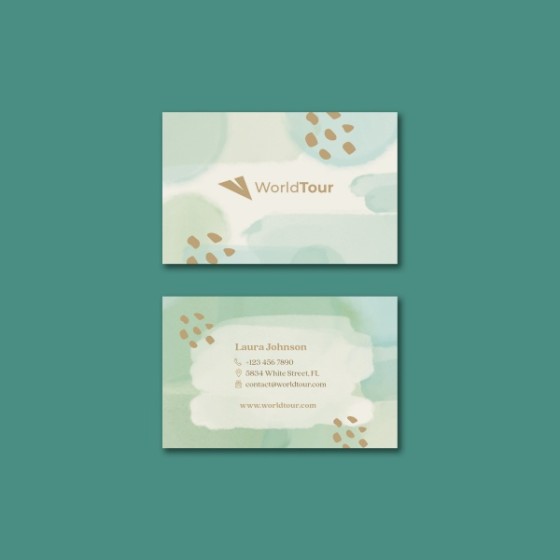 Fresh Watercolor Style Business Card PSD Template